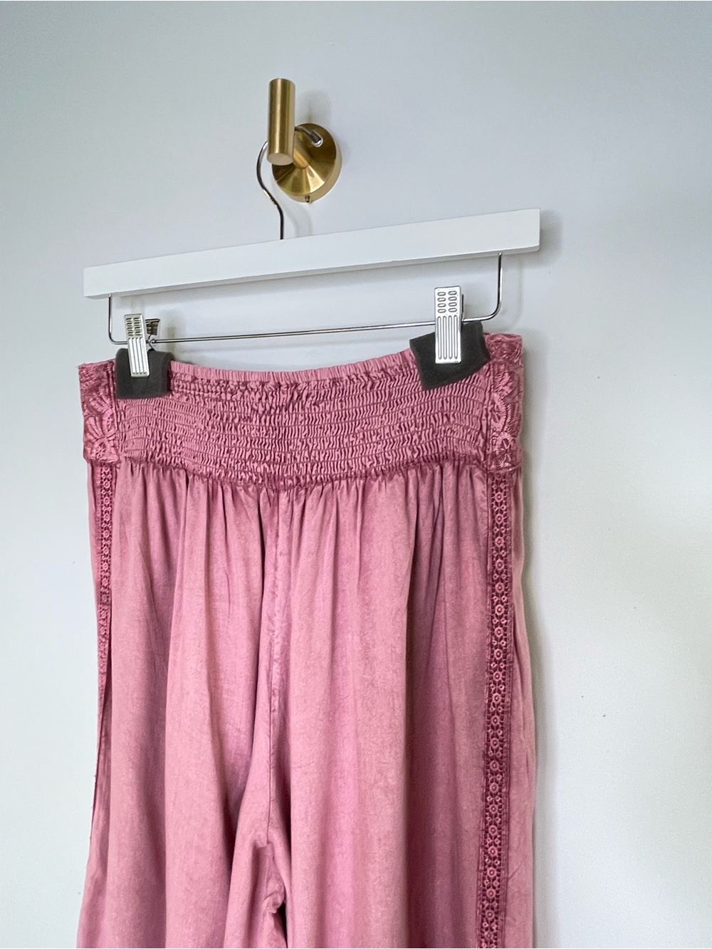 Bohemian | Devi Wide Leg Embroidered Palazzo Pants | Mauve Pink Lace-Trim Corset - Picture 12 of 16